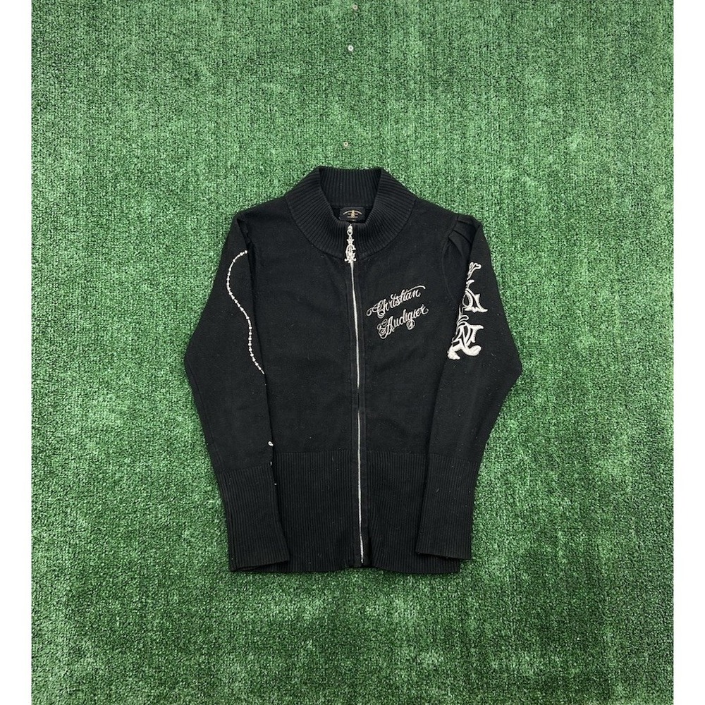 Christian Audigier Women S Black Graphic Bomber Jacket